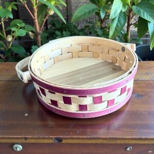 Longaberger Basket with Burgundy and Natural Weave